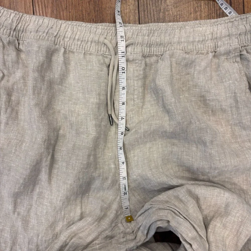 NEW Quince XL Beige Flax 100% European Linen Drawstring Beach Pants Resortwear